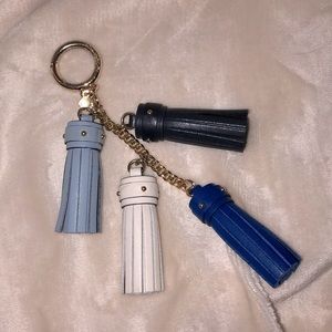 Auth Michael Kors Key Ring Bag Charm Blue/Gold